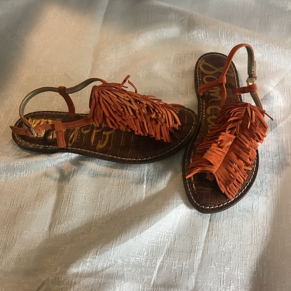 Sam Edelman Orange suede sandals sz 6.5 NBW - Picture 3 of 8